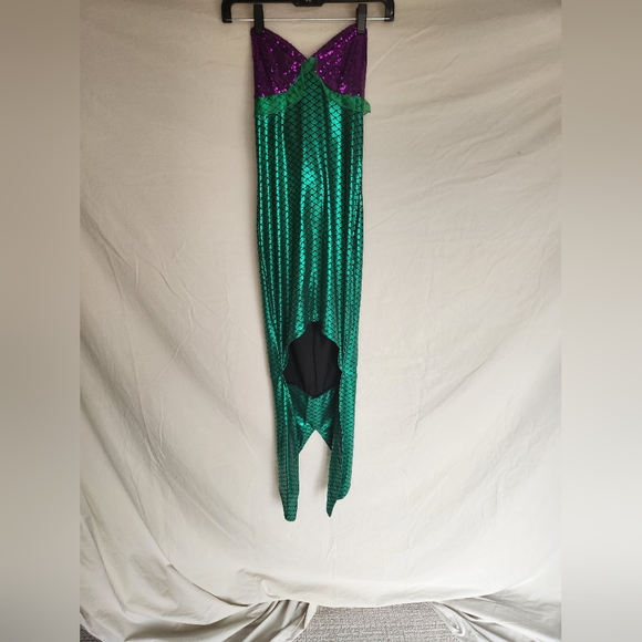 Womens Mermaid Green and Purple Strapless Dress - Picture 10 of 10